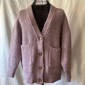 Zara Mauve Button-Up Cardigan
